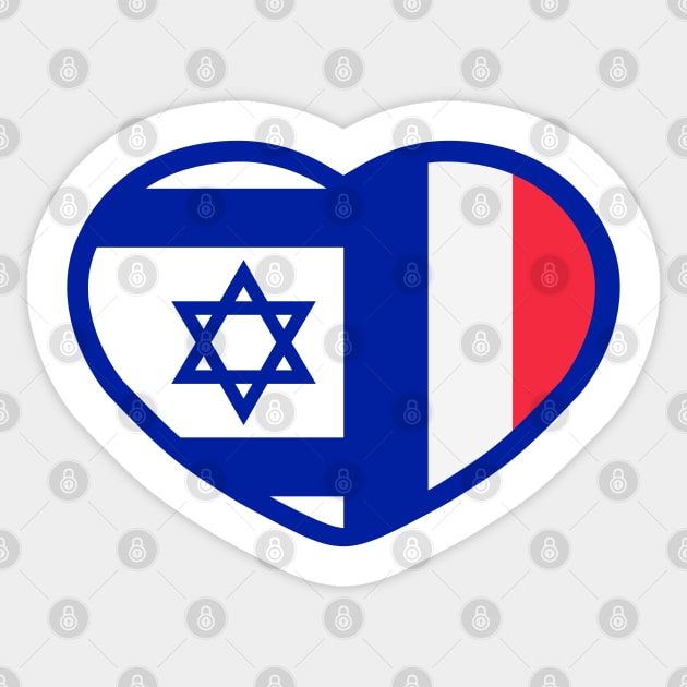 France Israel flags in hart Sticker by MeLoveIsrael